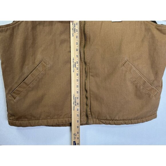 Wolverine Upland Canvas Vest Mens XL Brown Sherpa Lined Full Zip Work Heavy - Picture 6 of 8
